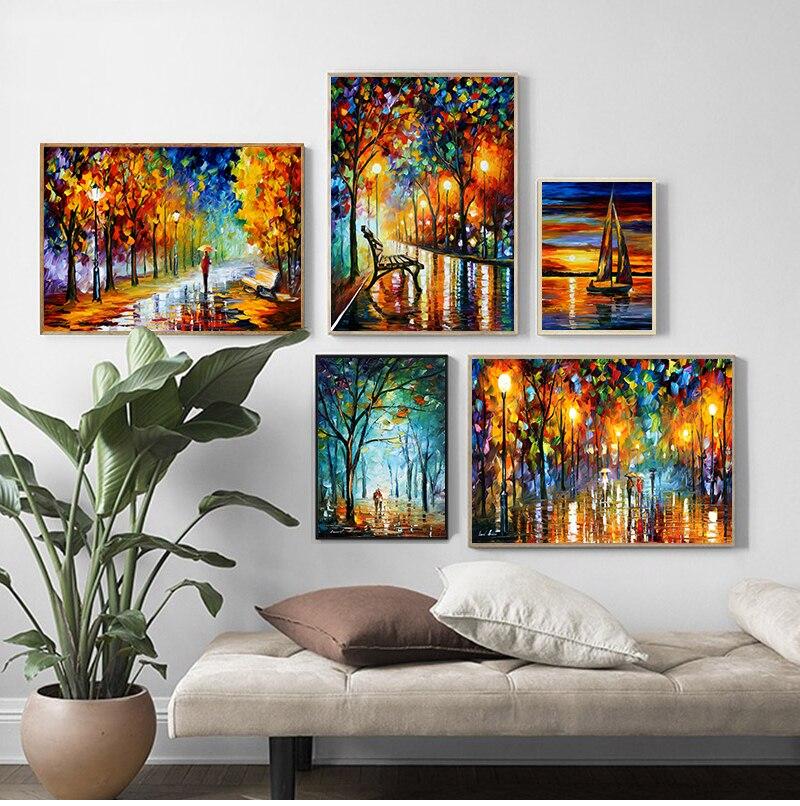 Coloring Hand - Painted Oil Painting Landscape For The Living Room Wall Art Home Decoration Abstract Without Frame