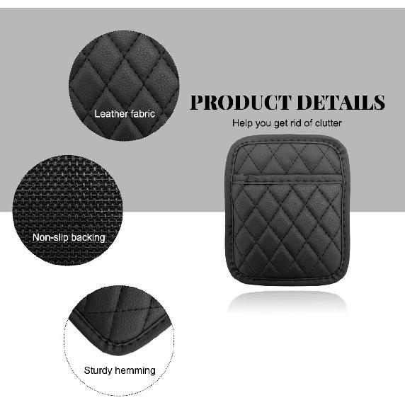 2 PCS Car Side Pocket Organizer, Leather Adhesive Auto Side Seat Back Storage Pocket, Waterproof Phone Document Sunglasses Holder Vehicle Gap Filler