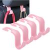Amooca Car Seat Headrest Hook 4 Pack Hanger Storage Organizer Universal For Handbag Purse Coat Universal Fit Vehicle Car Pink With Clip