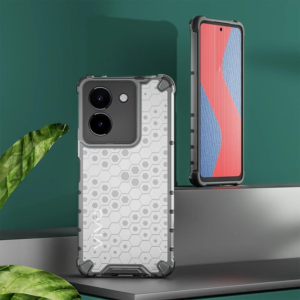 KEYSION Противоударный защитный чехол для VIVO Y27 4G Y36, мягкий силикон + прозрачная сотовая задняя крышка для телефона из поликарбоната для VIVO Y36 4G Y27