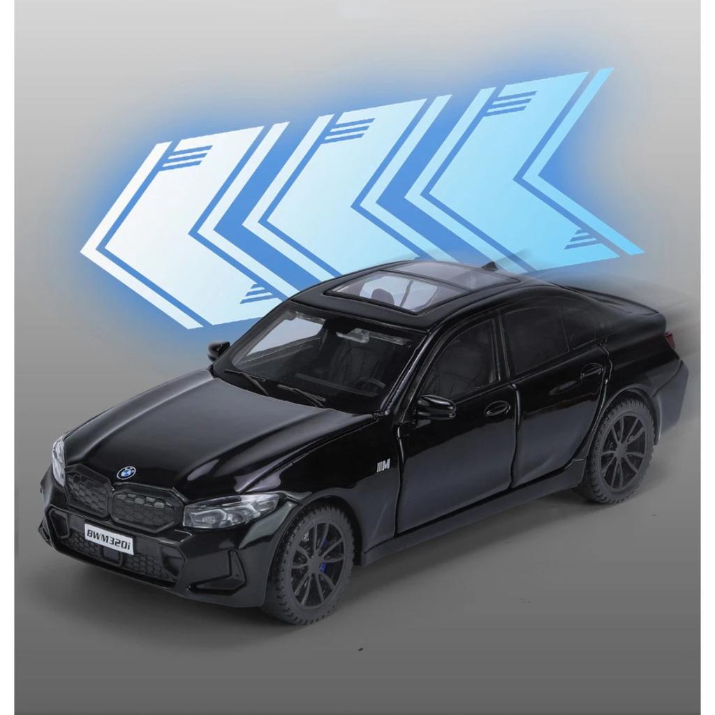 1/32 Scale BMW 320i THE 3 2023 Alloy Car Model Diecast Metal Toy Vehicles Model Simulation Sound and Light Collection Boy Kid Toy Gift