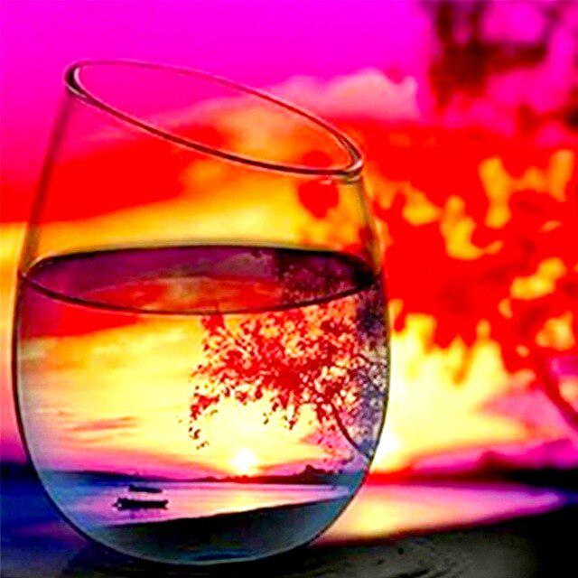 Кубок DIY 5D алмазная живопись полная круглая дрель мозаика закат морской Алмазная вышивка комплект ручной работы праздничный подарок украшение дома