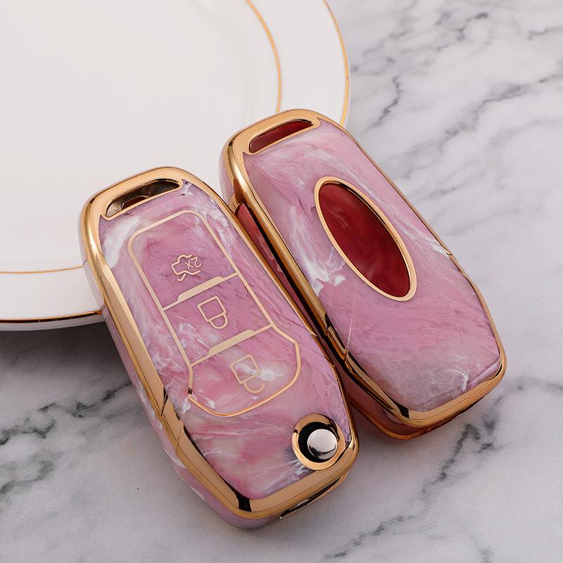 Guochao Ford Car Key Case for Focus, Escort, Mondeo, Edge, Ecosport - TPU Full Protection