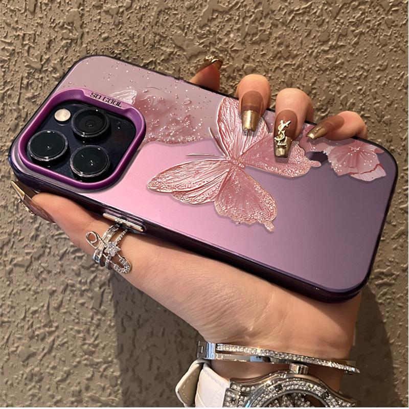 Butterfly Pattern Case For IPhone 17 16 16E 14 13 12 Mini 11 15 Pro Max X XR XS 13Pro 17 Air Anti-drop Airbag Cover Funda