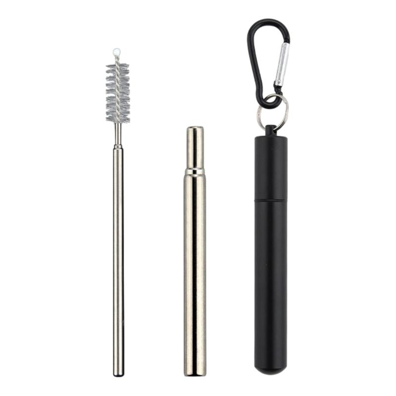 Travel Drinking Straw Bundle With Metal Extendable Straw, Cleaning Brush and Storage Storage Case for Daily Carry and Outings