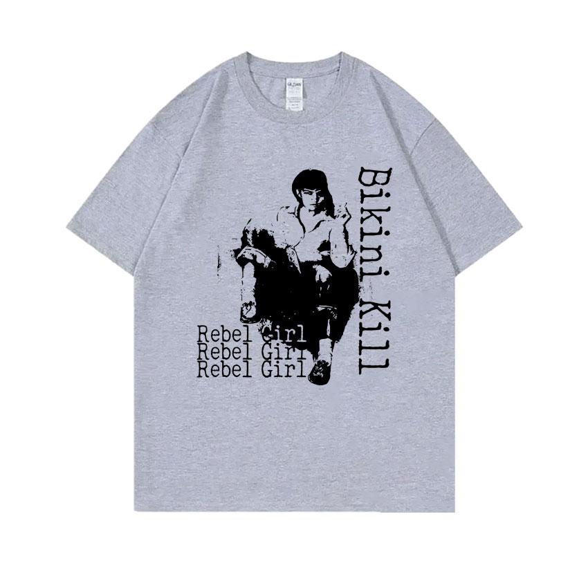 Панк-рок группа Bikini Kill Rebel Girl Графические футболки Riot Grrrl Кэтлин Ханна Футболки Мужские Винтажные Оверсайз Футболка