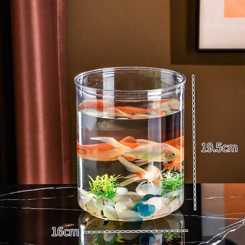 Eco-Friendly Desktop Fish Tank: Plastic Turtle & Fish Habitat with Imitation Glass, Micro Landscape Design for Home/Living Room Décor