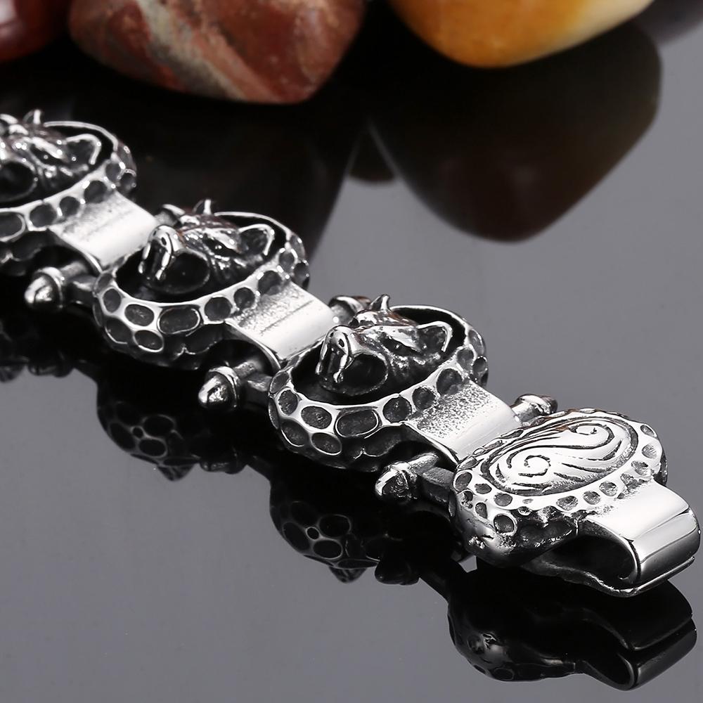 Винтажный крутой браслет с головой волка, мужской браслет из нержавеющей стали, ювелирные изделия викингов, готические байкерские браслеты для кельтских языческих