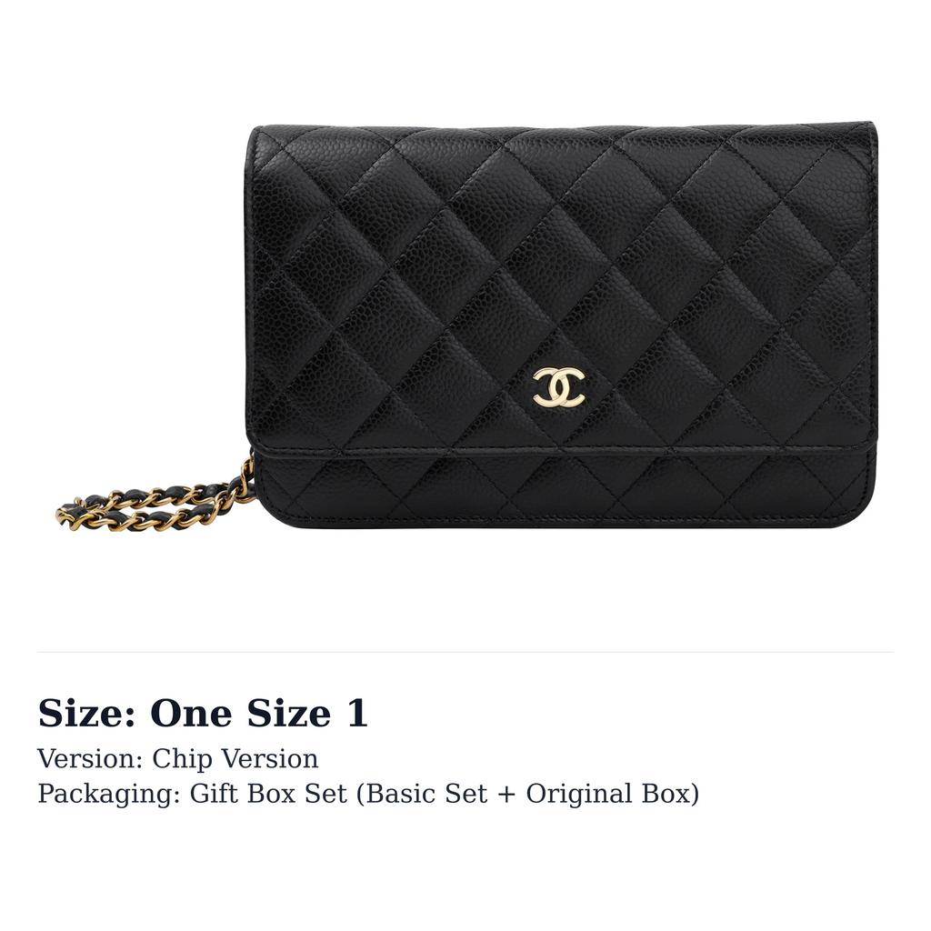 Chanel Кошелек на цепочке Стеганый Икра Золотистый Тон Черный AP0250-Y01864-C3906