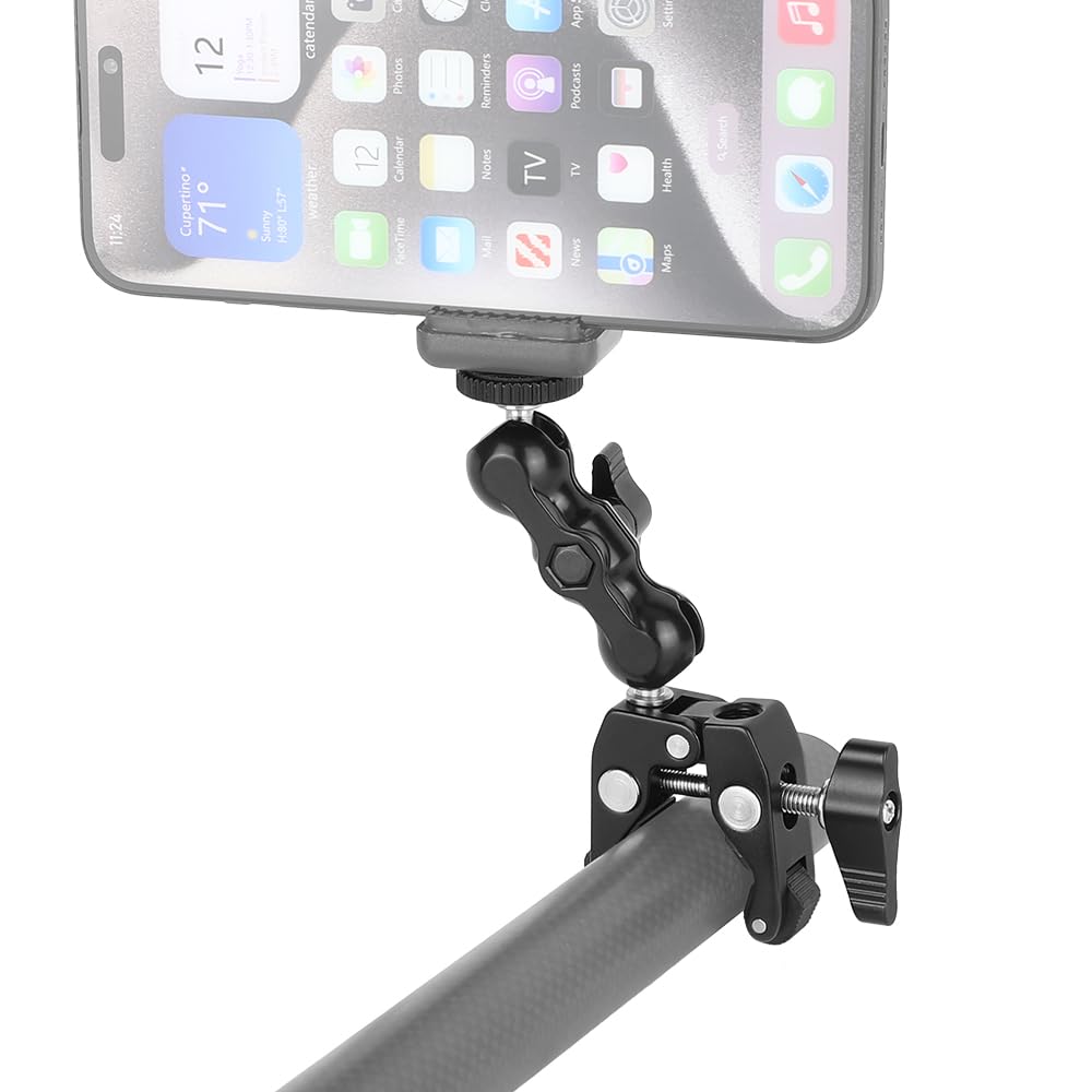 SZRIG Суперзажим Шарнирный Мини-шаровая головка 1/4"-20 для Камеры Монитора Светодиодной подсветки Аксессуары (черный)