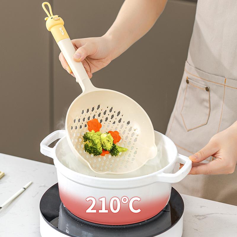 Бытовая кухонная ложка для зачерпывания лапши, цельнолитая, с длинной ручкой, жаростойкая, дренажная ложка для зачерпывания