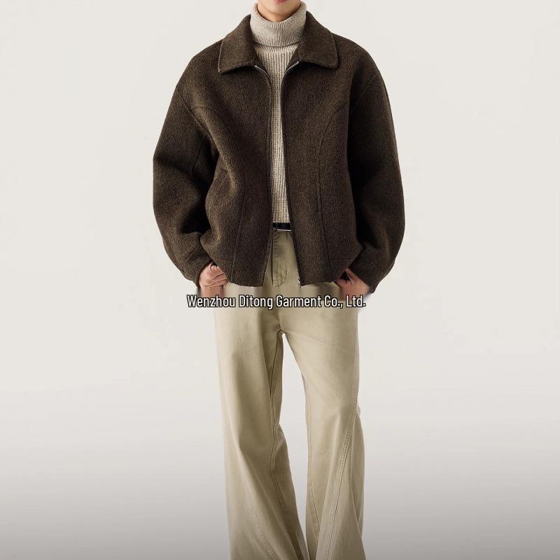 Мужское двустороннее шерстяное пальто с лацканами в итальянском винтажном стиле