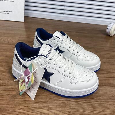 Белые темно-синие сочетающиеся нишевые кроссовки женские осенние новые универсальные спортивные и повседневные белые кроссовки