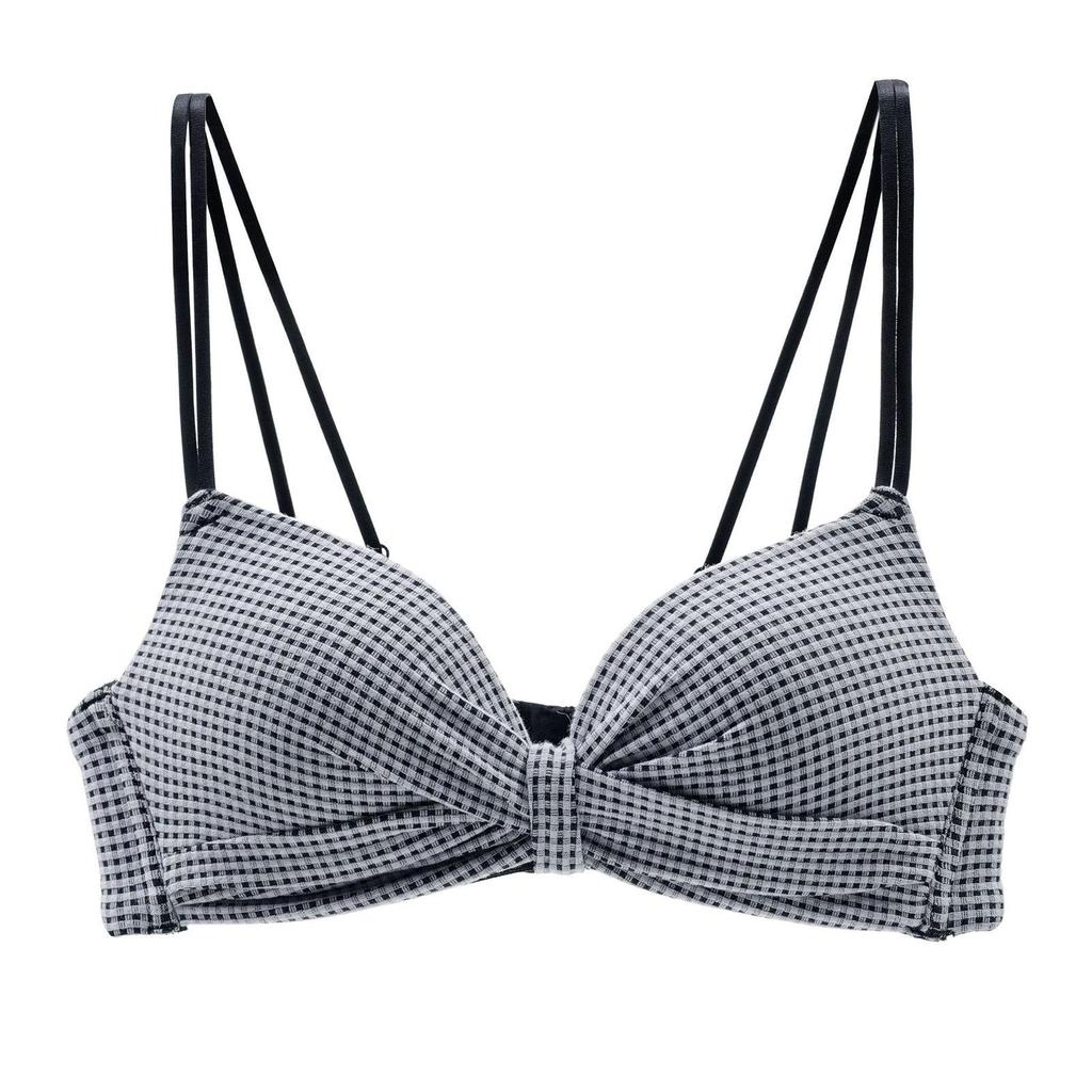 Женский бюстгальтер с клетчатым принтом, пуш-ап, регулируемый плечевой ремень, мягкий бесшовный, без стального кольца, мягкая дышащая задняя застежка, женское интимное нижнее белье