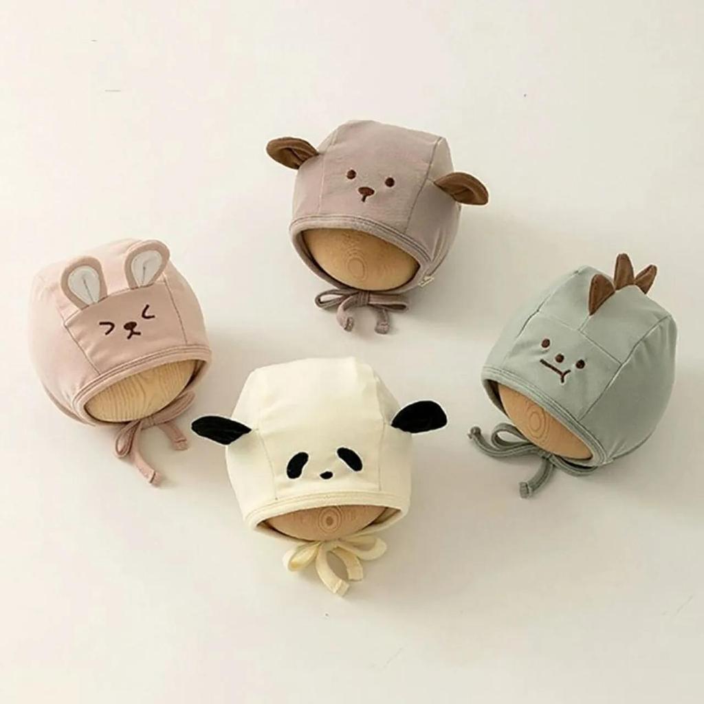 Милая мультяшная шапка для защиты ушей младенца, весенне-осенняя теплая шапка-бини для мальчика, девочки, уличная ветрозащитная шапка с ушками для младенца