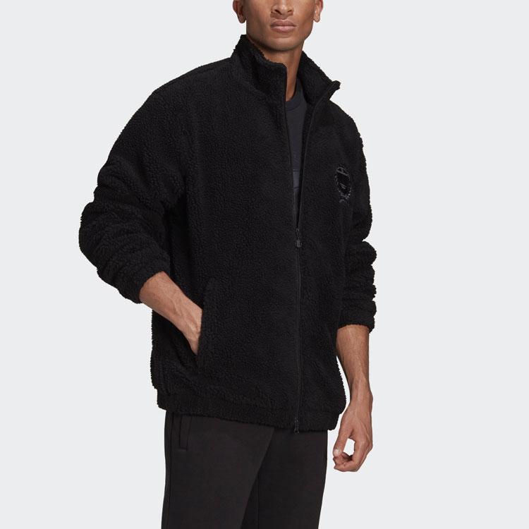 Adidas Originals Velvet Jackets Men's Black Stand Collar Moderate H32150