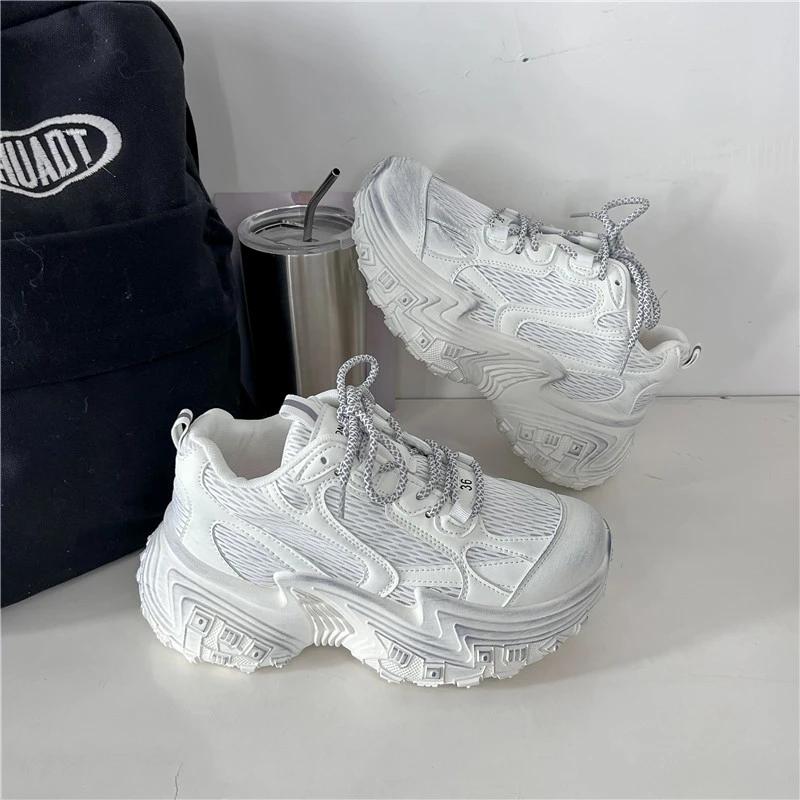 Chunky Sneaker Men Women Designer Tire Bottom Sport Shoes Fashion Casual Leather Mesh Breathable Height Increased Platform Shoes