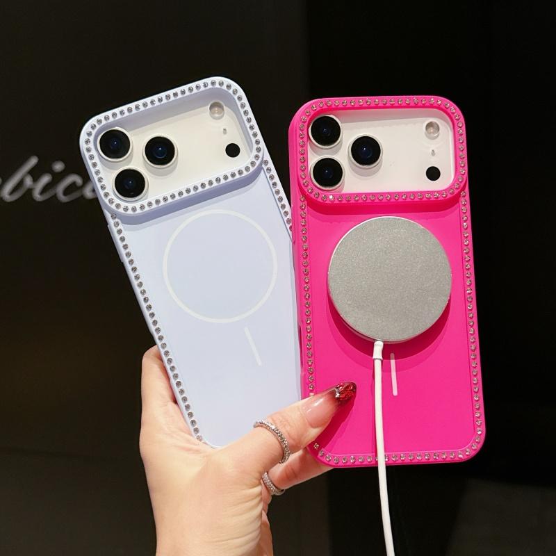 Роскошная блестящая алмазная рамка для MagSafe Магнитный чехол для iPhone 17 Air 16 15 14 Plus 13 12 11 Pro Max Прозрачный чехол Hard Candy