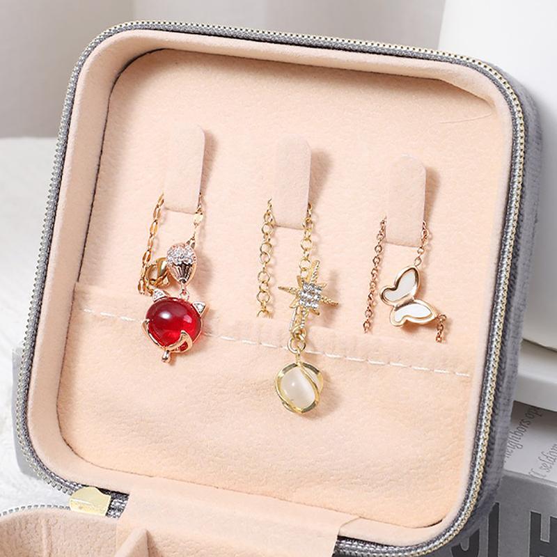 Бархатная шкатулка для украшений дорожная портативная фланелевая квадратная на молнии чехол для хранения ювелирных изделий держатель для подарков держатель для колец держатель для серег