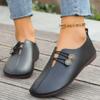 Soft-soled Hollow Button Shallow Single Shoes, Women's Lazy Doudou Shoe Mother Flat-soled Small Leather Shoes