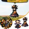 Halloween Witch Car Pendant Pumpkin Lanterns Bat Elements Rearview Mirror Ornament Gothic Tabletop Hanging Accessories
