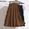 ZANZEA Женские летние юбки А-силуэта с эластичной резинкой на талии и завязывающимся узлом и оборками по подолу
