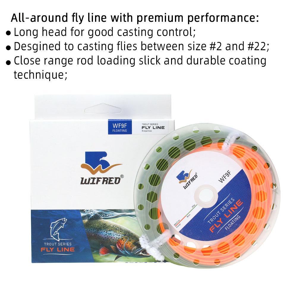 1PC Fly Fishing Line 80FT~100FT Orange/Moss Weight Forward Floating WF1F-WF9F 2 Welded Loops Trout Fly Fishing Tackle Rivers Lakes Streams