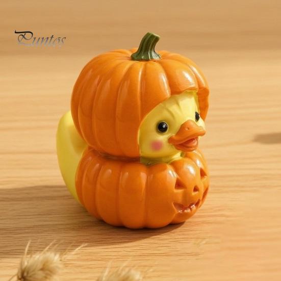 Компактная смоляная скульптура для окон, тыква-утка на Хэллоуин, Штабелируемые желтые фигурки для вечеринки, Милый мини-декор для рабочего стола