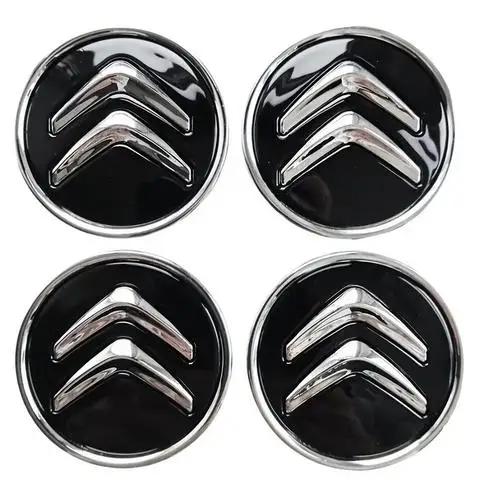 4Pcs 60MM Car Wheel Center Cap Replacement Black Wheel Centre Hub Caps Alloy Tire Rim Cover for Citroen C1C3C4 DS3 Most Models