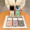 Luxury Gold Ring Holder Diamond Case For Samsung Galaxy Z Flip 6 Z Flip 5 Zflip 4 Zflip 3 PU Hard Cover Funda