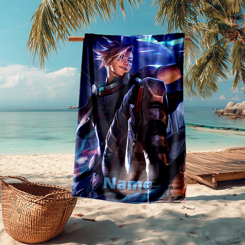 Custom Name Ultra-Soft Beach Towel with League of Legends Theme,Ideal for Pool - Camping, Diving - Perfect Travel Essential, Vibrant Beach Towel.