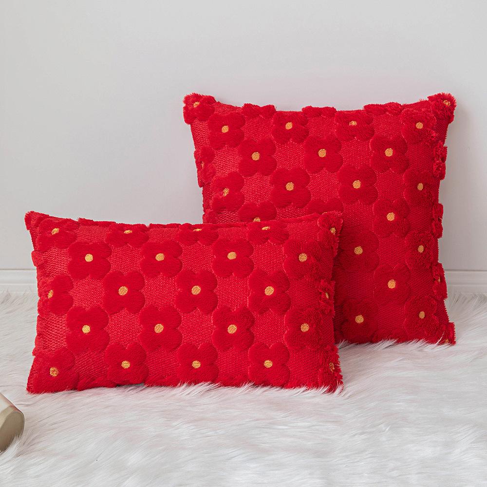 Daisy Embroidery Floral Throw Pillow Covers Spring Summer Decorative Pillowcase Square Cushion Cover for Couch Sofa Bed Living Room Bedroom Decor