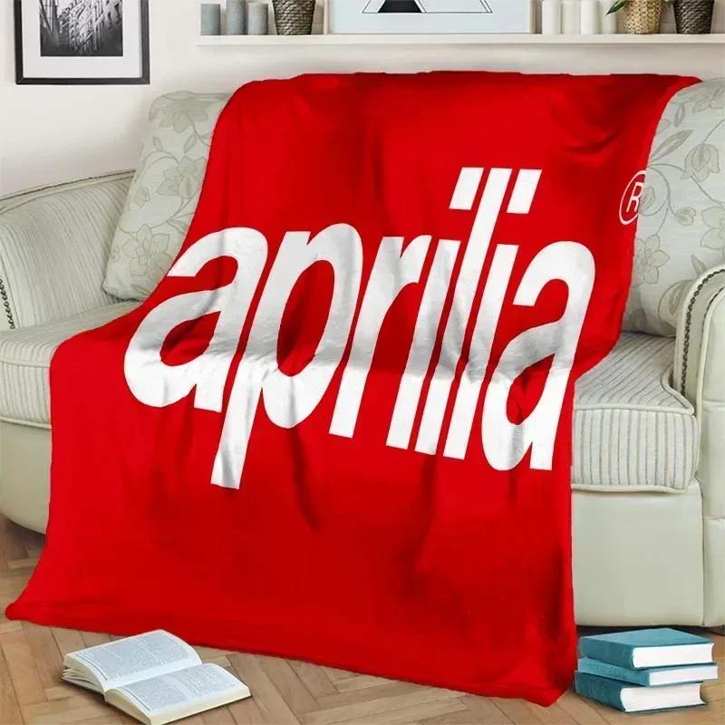 Фланелевое одеяло с принтом логотипа мотоцикла Aprilia. Модное, теплое, легкое. Для гостиной, спальни, дивана-кровати, для пикника.
