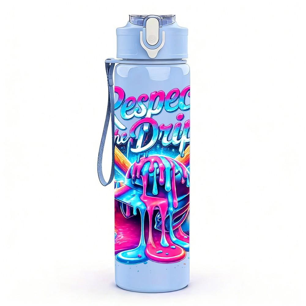 1PC Danced Out Color Neon Graffiti Print 750ml Color Plastic Sports Water Bottle Leakproof Flip Straw Lid Suitable for Sports Office Home Use