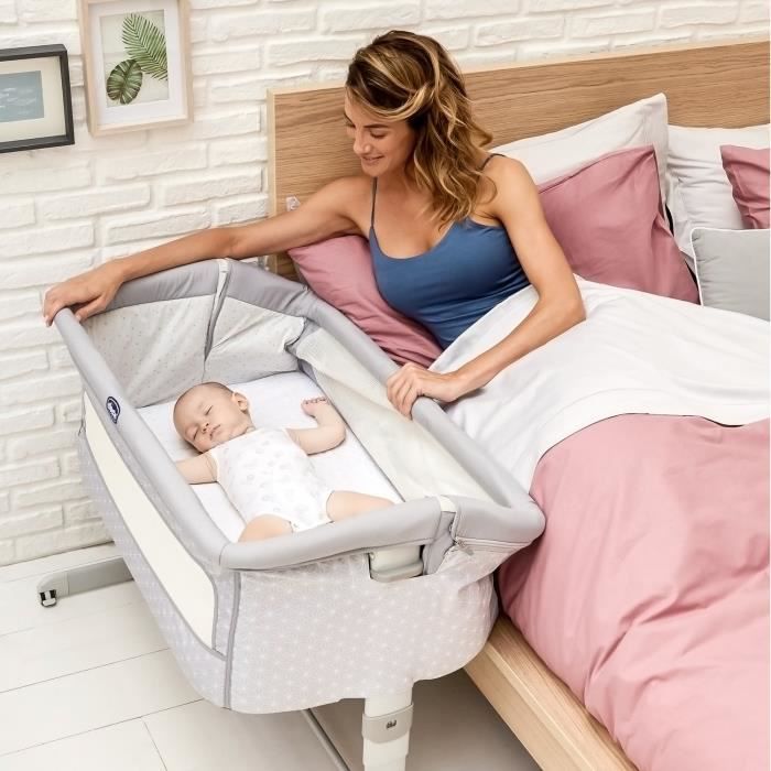 Next2Me Dream Silver Co-sleeping Cradle - CHICCO - From 0 Months - Adjustable Height - Mattress Included