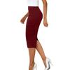 Midi Skirt Solid Color Back Slit Design High Waist Hip Wrapped Skirt Slimming Office Work Party Daily Wear Skirt