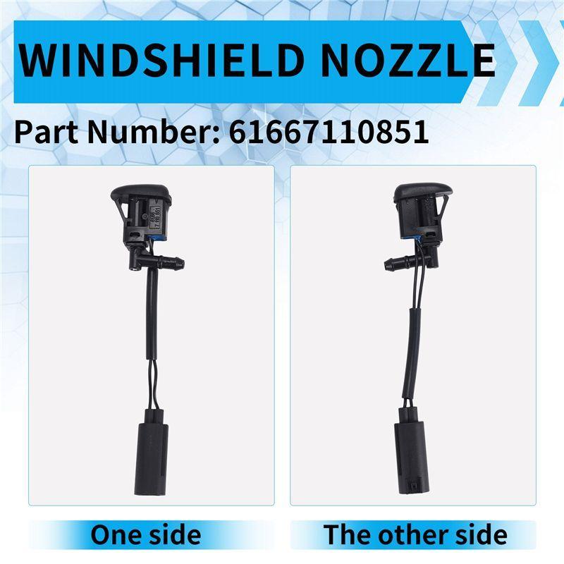 AM-1Pair New Windshield Heated Washer Sprayer Nozzle Jet 61667110851 For -BMW 1-Series E81 E82 E87 X3 E83 X5 E53 Z4 E85 E86