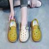 Retro Bag Head Sandals Women's Summer Wear New Fashion Mother Shoes Soft Leather Thick Sole Breathable Hollow Two Wear Hole Shoes