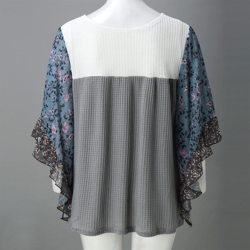 Весенне-осенняя свободная футболка с рукавом «летучая мышь» с принтом, женская мода, элегантная футболка больших размеров, женские повседневные винтажные офисные женские футболки, женская одежда 24575