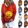 Women's Fashion Slim Fit Long Sleeve Halloween Print Hooded Sweatshirt Top