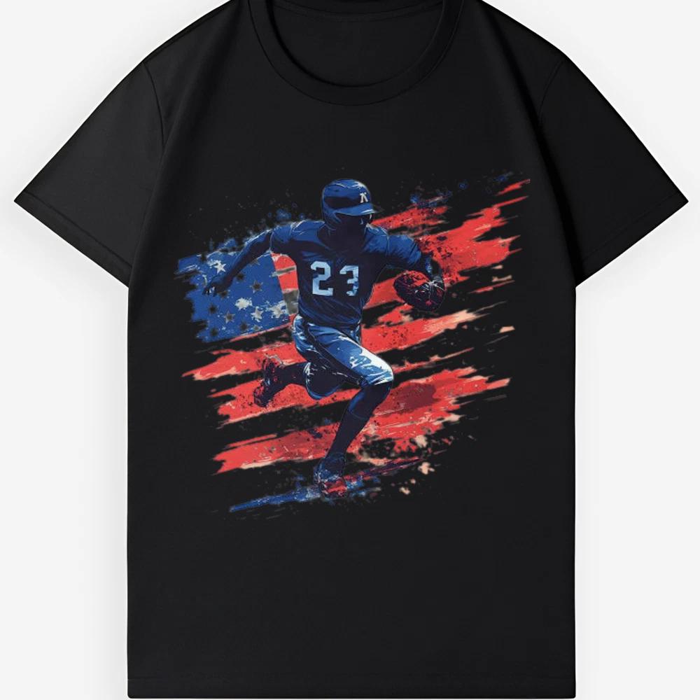 Patriotic Baseball Player USA Flag Unisex T-Shirt for Game & Daily Wear