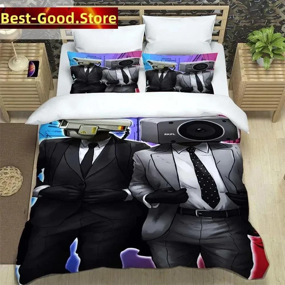 Skibidi Toilet Funny Kprl Speaker Cartoon Duvet Case Pillowcase Beddding Set Twin Full King for Boys Adults Bedroom