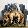 Wolf Print Flannel Blanket High Quality Warm Comfortable Cover for All Seasons Perfect for Gifts Home Decor