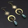 Золотое Солнце и Луна, искусственные кристаллы, висячие серьги, милый стиль, ювелирные изделия из сплава, нежный женский подарок