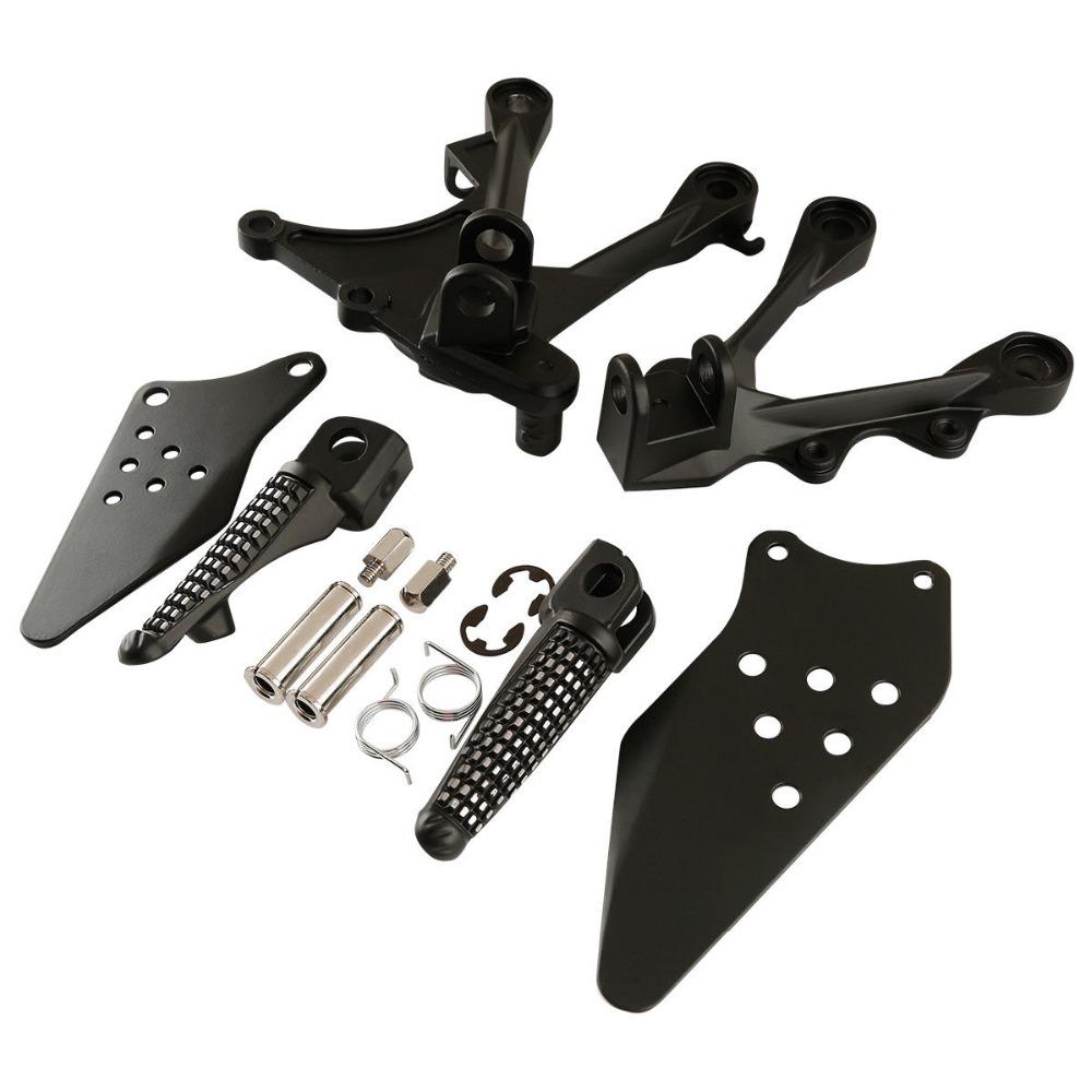 Motorcycle Front Rider Foot Pegs Footrests Bracket Set For KAWASAKI ZX636 2005-2006 ZX6R 2005-2008