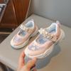 Детские кроссовки летние новые сетчатые спортивные туфли для девочек модные дышащие детские туфли принцессы с жемчугом для тенниса повседневные кроссовки массивные универсальные