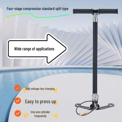 Насос высокого давления из нержавеющей стали со складным манометром, вместимость 40 МПа, для ручной накачки воздушных баллонов.