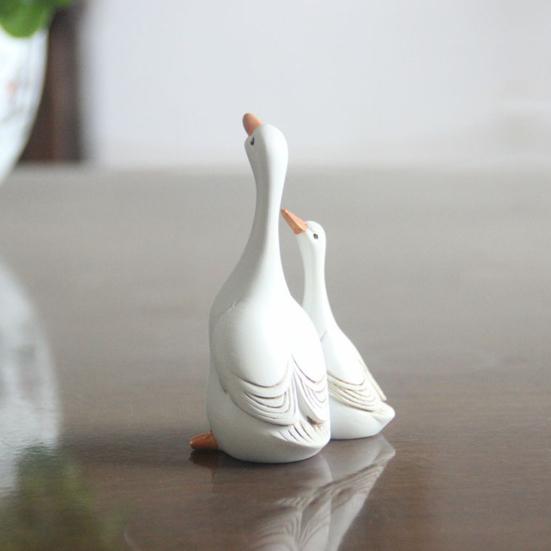 Статуэтка из смолы «Утка-мать, дитя», скульптура «Белая утка», украшение для дома и улицы, семья уток