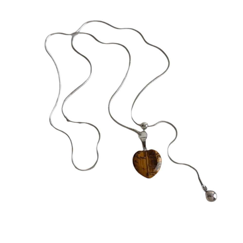 Tiger Eye Stone Pendant Necklace Adjustable Bohemian Sweater Chain Exquisite Punk Choker Party