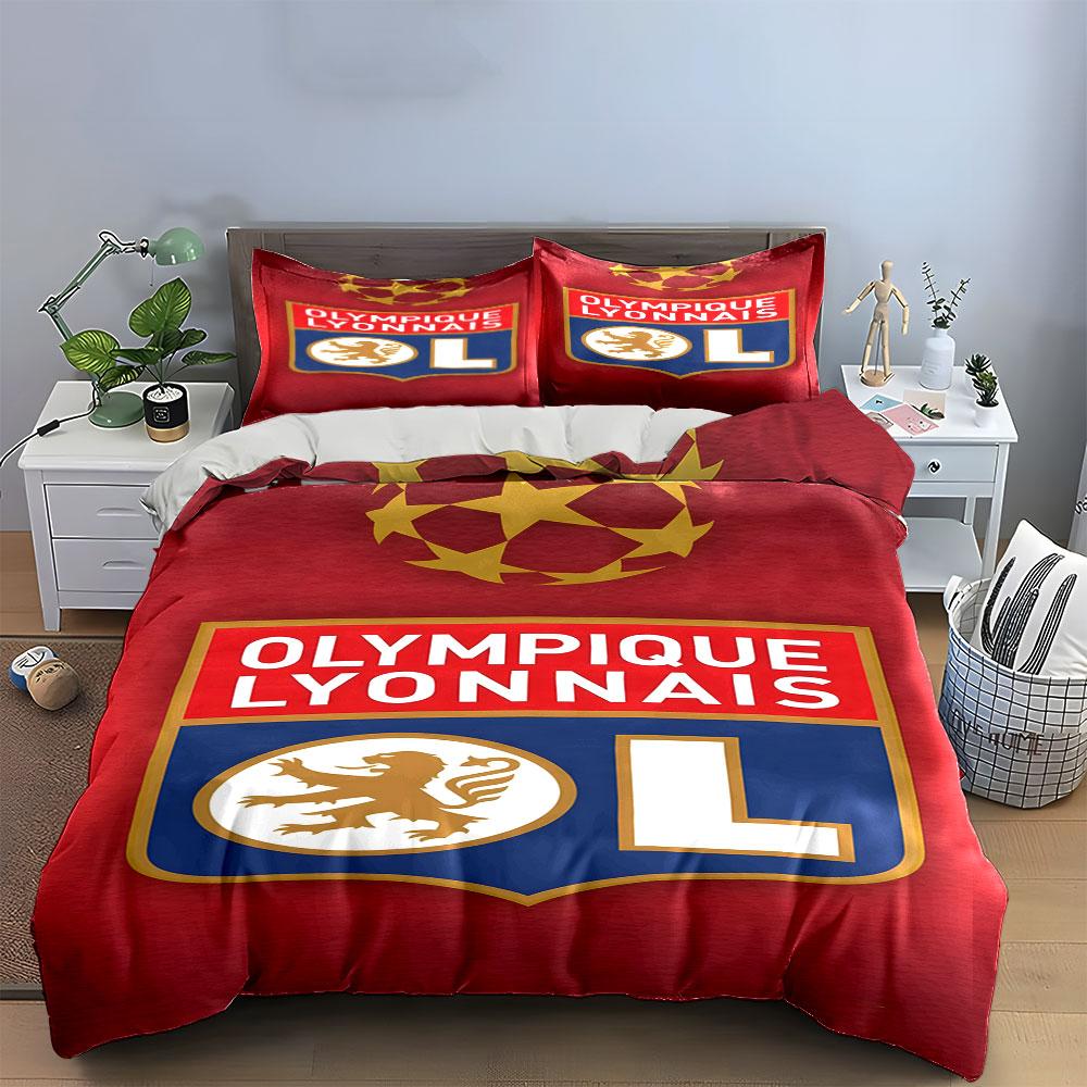 Lion, stars, Olympique Lyonnais. Bedding sets Duvet cover sets Duvet covers Pillowcases(1 * Duvet Cover 2 * Pillowcases without duvet insert)